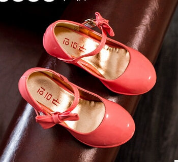 Bekamille Girls Leather Shoes Autumn Bowtie Sandals 2020 New Children Shoes High Heels Princess Sweet Sandals For Girls SZ107