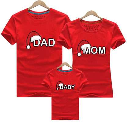 Christmas Dad Mom Baby T-Shirt Clothing for Family Matching Outfits Clothes Mother Daughter Father Son Look Mommy and Me Shirt