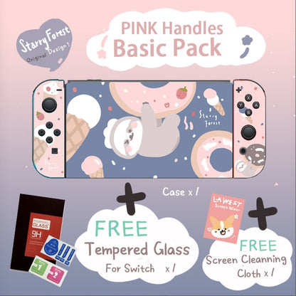 STARRY FOREST Doughnut Sloth Contrast color soft protective cute case for Nintendo Switch blue and pink for girls
