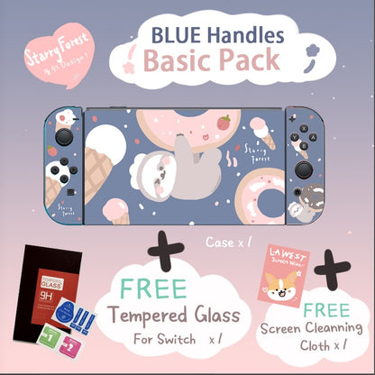 STARRY FOREST Doughnut Sloth Contrast color soft protective cute case for Nintendo Switch blue and pink for girls