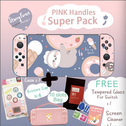 STARRY FOREST Doughnut Sloth Contrast color soft protective cute case for Nintendo Switch blue and pink for girls