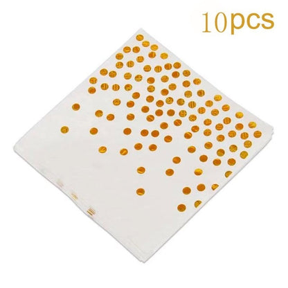 Stamping Plates Disposable Golden Cups Paper Napkins Party Plates Happy Birthday Party Decor Adult Wedding Dishes Tableware