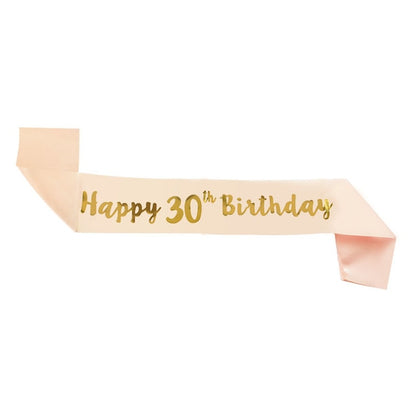 Birthday Party Decoration 18 21 30 40 50 Rose Gold Satin Sash Crystal Crown Tiara Happy Birthday Anniversary Party Supplies