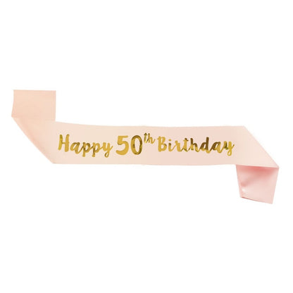 Birthday Party Decoration 18 21 30 40 50 Rose Gold Satin Sash Crystal Crown Tiara Happy Birthday Anniversary Party Supplies