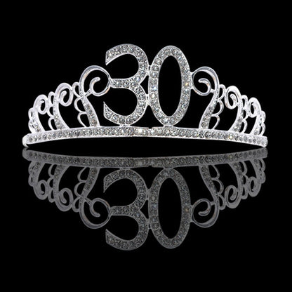 Birthday Party Decoration 18 21 30 40 50 Rose Gold Satin Sash Crystal Crown Tiara Happy Birthday Anniversary Party Supplies