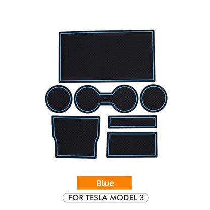 Heenvn 7Pcs/Set For Tesla Model 3 Accessories Gate Slot Pad Door Groove Mat Center Console Cup Holder Model3 Model Y Car Three