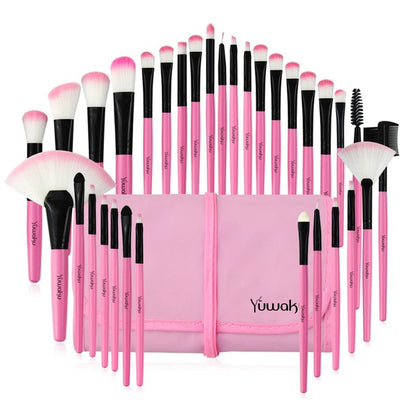 Yuwaku Professional 32Pcs/Set Makeup Brush Foundation Eye Shadows Lipsticks Powder Make Up Brushes Tool Bag Pincel Maquiagem Kit