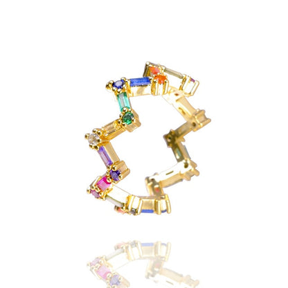 CZ Gold Crown rainbow Rings Geometry wedding  Engagement Ring femme Women for ring party gift charm Rhinestone ins Jewelry