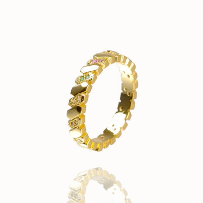 CZ Gold Crown rainbow Rings Geometry wedding  Engagement Ring femme Women for ring party gift charm Rhinestone ins Jewelry