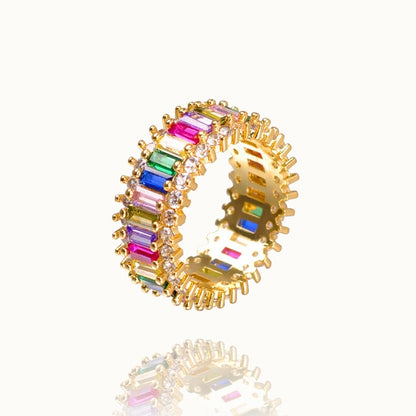 CZ Gold Crown rainbow Rings Geometry wedding  Engagement Ring femme Women for ring party gift charm Rhinestone ins Jewelry
