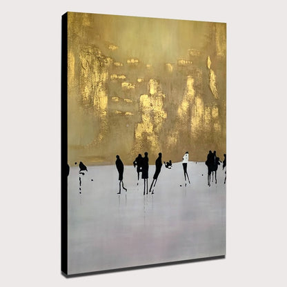 Mintura Hand Painted Oil Paintings on Canvas Gold Foil Abstract Painting Wall Picture for Living Room  Home Decor Art  No Framed