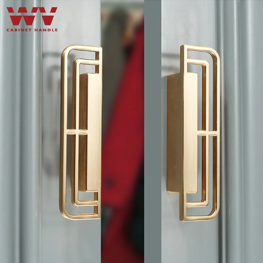 WV Classical Handle Solid Brass Black Gold Vintage Handles 96mm Ancient Cabinet Door Handles for Furniture Drawer Pulls Hardware