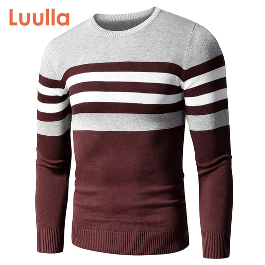 4XL Men 2020 Autumn New Casual Striped Thick Fleece Cotton Sweater Pullovers Men Outfit Fashion Vintage O-Neck Coat Sweater Men