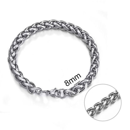 Jiayiqi 5-11 mm Men Chain Bracelet Stainless Steel Curb Cuban Link Chain Bangle for Male Women Hiphop Trendy Wrist Jewelry Gift