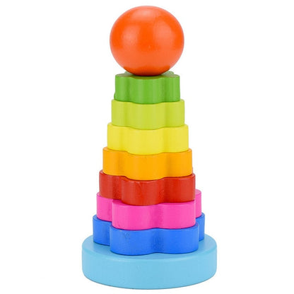 Kids Montessori Wooden Toys Rainbow Blocks Kid Learning Toy Baby Music Rattles Graphic Colorful Wooden Blocks Educational Toy