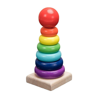 Kids Montessori Wooden Toys Rainbow Blocks Kid Learning Toy Baby Music Rattles Graphic Colorful Wooden Blocks Educational Toy