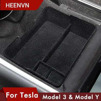 Heenvn Model3 Car Central Armrest Storage Box For Tesla Model 3 Y Accessories Console Holder Auto Container Glove Organizer Case