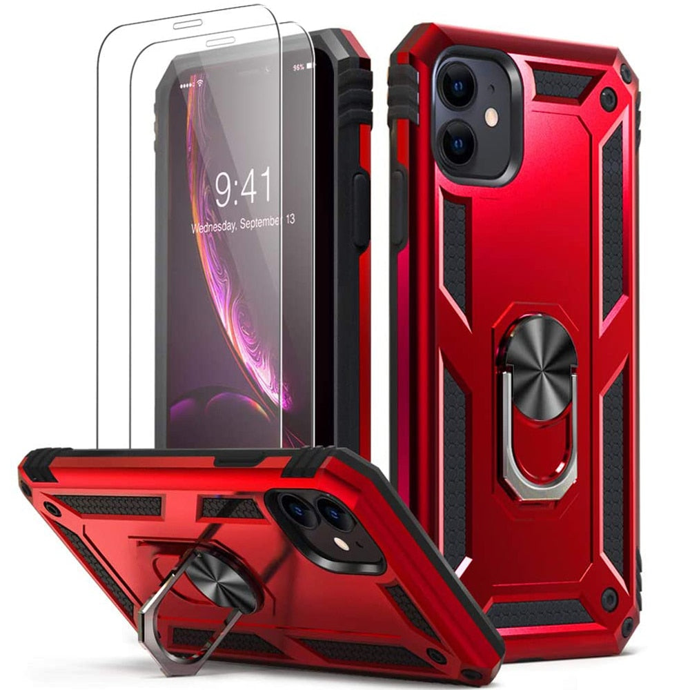 for iPhone X XS XR 11 Pro 7 8 Max Case,Military Grade Armor 15ft. Drop Tested Protective Ring Magnetic Car Mount Kickstand Case