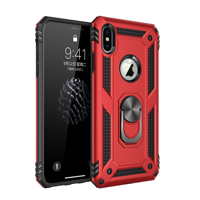 for iPhone X XS XR 11 Pro 7 8 Max Case,Military Grade Armor 15ft. Drop Tested Protective Ring Magnetic Car Mount Kickstand Case