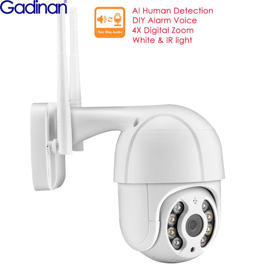 3MP 1080P Mini PTZ WiFi IP Camera Outdoor 4X Digital Zoom Speed Dome Security CCTV Two-way Audio AI Human Alert DIY Alarm Voice