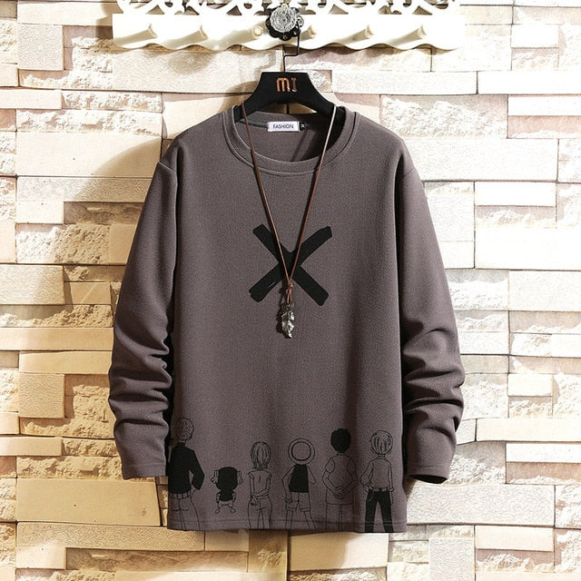 Autumn Spring Black White Tshirt Top Tees Classic Style Brand Fashion Clothes OverSize M-5XL O NECK Long Sleeve T Shirt Men'S