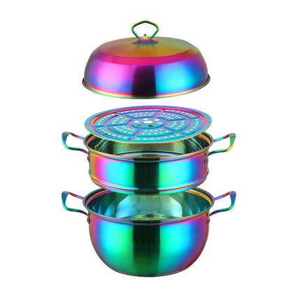 1 Pcs Steamer Pot Stainless Steel Three layer Thick Gold Steamer Pot Soup Steam Pot Cooking Pots Cooker Gas Stove