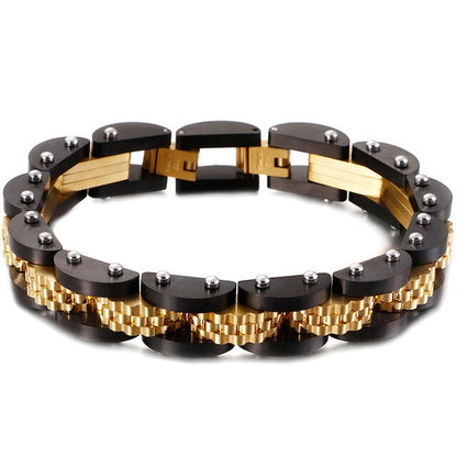 Gold Black Stainless Steel Bracelet Male 11MM Mens Watch Strap Bracelets Metal Bangles For Men Armband Hand Jewelry Accessories