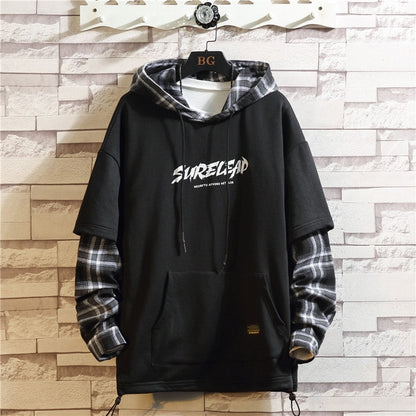 Japan Style Casual O-Neck 2020 Spring Autumn Print Hoodie Sweatshirt Men'S Thick Fleece Hip Hop High Streetwear Clothes