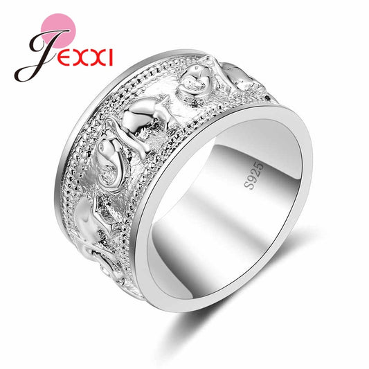 New Punk Trendy 925 Silver Ring For Lover Vintage Engagement Elephant Shape Steel Ring for Men & Women lord Wedding