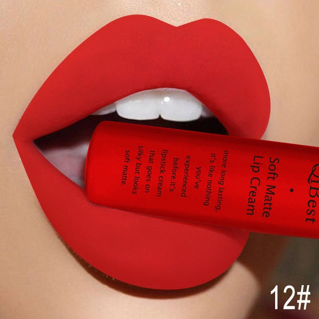 QIBEST Matte Lip Gloss Lip Makeup 34 Colors Velet Nude Waterproof Lipgloss Matte Lipstick Liquid Lipstick Long lasting Lip Tint