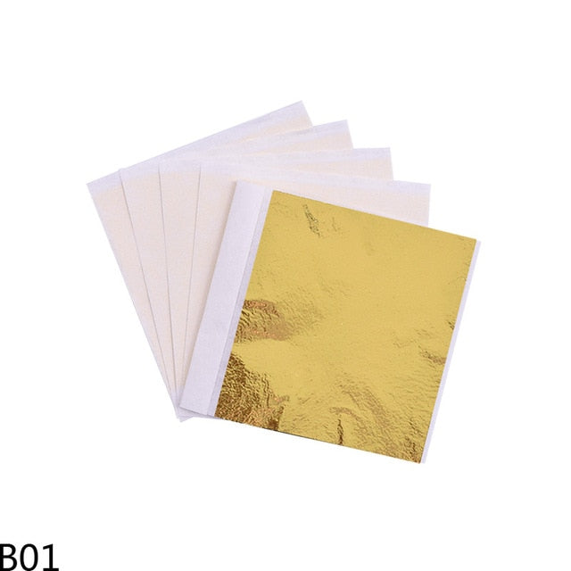 14*14cm 100Pcs Imitation Silver Gold Leaf Paper Gold Foil Sheets Gilding Copper Foil Papers Leaf Leaves Sheets DIY Craft Decor