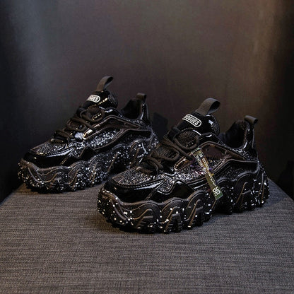 Sneakers Women Autumn 2020 Fashion Sequined Cloth Bling Breathable Round Toe Leisure Chunky Women Shoes Tenis Feminino TUINANLE