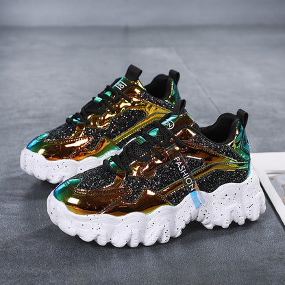 Sneakers Women Autumn 2020 Fashion Sequined Cloth Bling Breathable Round Toe Leisure Chunky Women Shoes Tenis Feminino TUINANLE