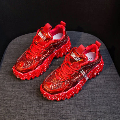 Sneakers Women Autumn 2020 Fashion Sequined Cloth Bling Breathable Round Toe Leisure Chunky Women Shoes Tenis Feminino TUINANLE
