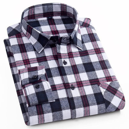 Flannel Plaid Shirt Men Cotton 2019 Spring Autumn New Male Casual Long Sleeve Shirt Plus size High Quality Warm Man Clothes