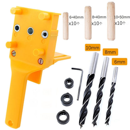 Quick Wood Doweling Jig ABS Plastic Handheld Pocket Hole Jig System 6/8/10mm Drill Bit Hole Puncher For Carpentry Dowel Joints