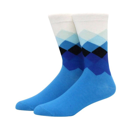 Men's Funny Happy Socks Fine Paragraph Diamond Pattern Argyle Three-dimensional Tube Geometric Funny Large size Combed Cotton