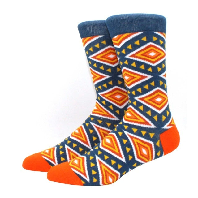 Men's Funny Happy Socks Fine Paragraph Diamond Pattern Argyle Three-dimensional Tube Geometric Funny Large size Combed Cotton