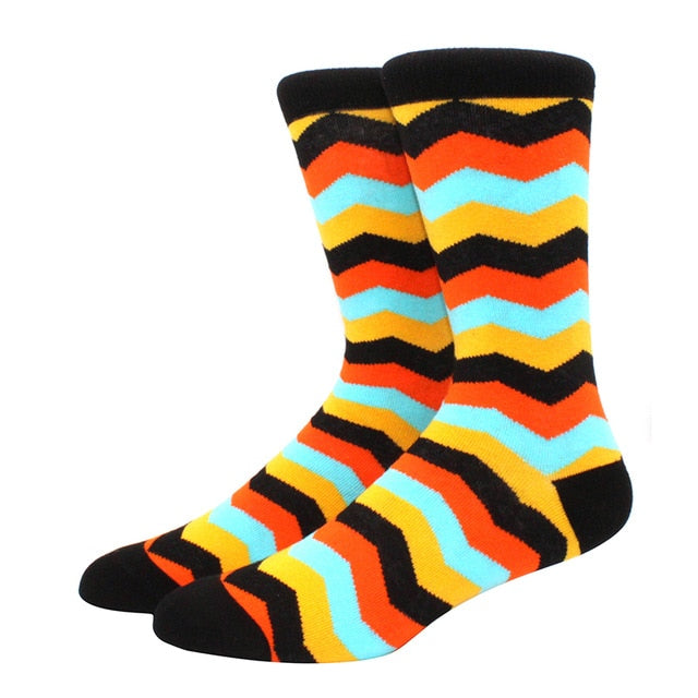 Men's Funny Happy Socks Fine Paragraph Diamond Pattern Argyle Three-dimensional Tube Geometric Funny Large size Combed Cotton