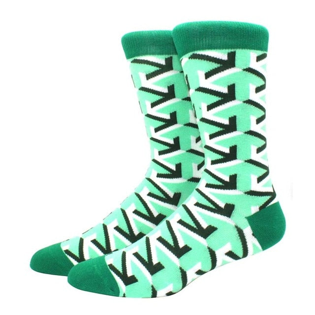 Men's Funny Happy Socks Fine Paragraph Diamond Pattern Argyle Three-dimensional Tube Geometric Funny Large size Combed Cotton
