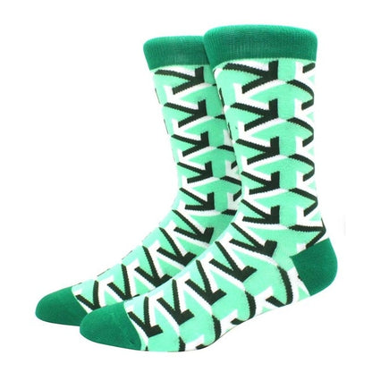 Men's Funny Happy Socks Fine Paragraph Diamond Pattern Argyle Three-dimensional Tube Geometric Funny Large size Combed Cotton