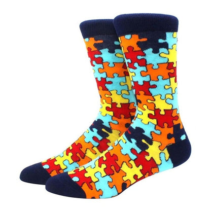 Men's Funny Happy Socks Fine Paragraph Diamond Pattern Argyle Three-dimensional Tube Geometric Funny Large size Combed Cotton