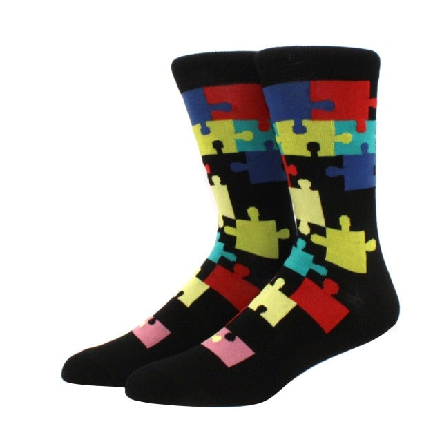 Men's Funny Happy Socks Fine Paragraph Diamond Pattern Argyle Three-dimensional Tube Geometric Funny Large size Combed Cotton