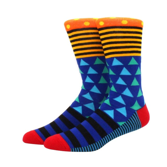 Men's Funny Happy Socks Fine Paragraph Diamond Pattern Argyle Three-dimensional Tube Geometric Funny Large size Combed Cotton