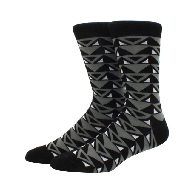 Men's Funny Happy Socks Fine Paragraph Diamond Pattern Argyle Three-dimensional Tube Geometric Funny Large size Combed Cotton