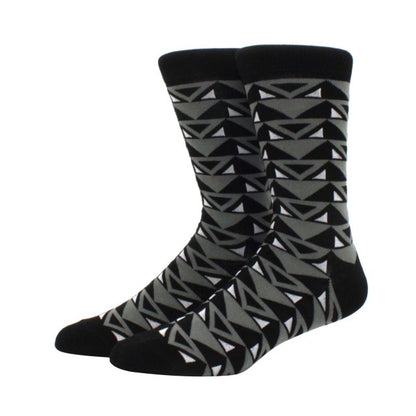Men's Funny Happy Socks Fine Paragraph Diamond Pattern Argyle Three-dimensional Tube Geometric Funny Large size Combed Cotton