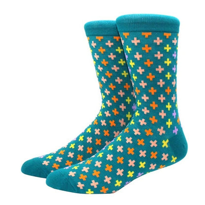 Men's Funny Happy Socks Fine Paragraph Diamond Pattern Argyle Three-dimensional Tube Geometric Funny Large size Combed Cotton