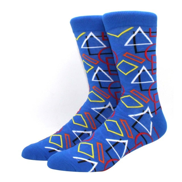 Men's Funny Happy Socks Fine Paragraph Diamond Pattern Argyle Three-dimensional Tube Geometric Funny Large size Combed Cotton