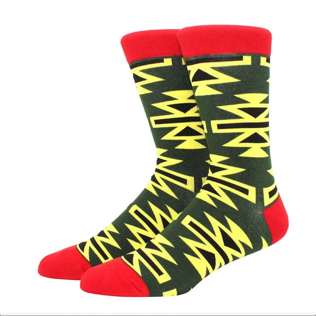Men's Funny Happy Socks Fine Paragraph Diamond Pattern Argyle Three-dimensional Tube Geometric Funny Large size Combed Cotton