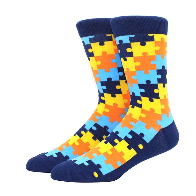 Men's Funny Happy Socks Fine Paragraph Diamond Pattern Argyle Three-dimensional Tube Geometric Funny Large size Combed Cotton